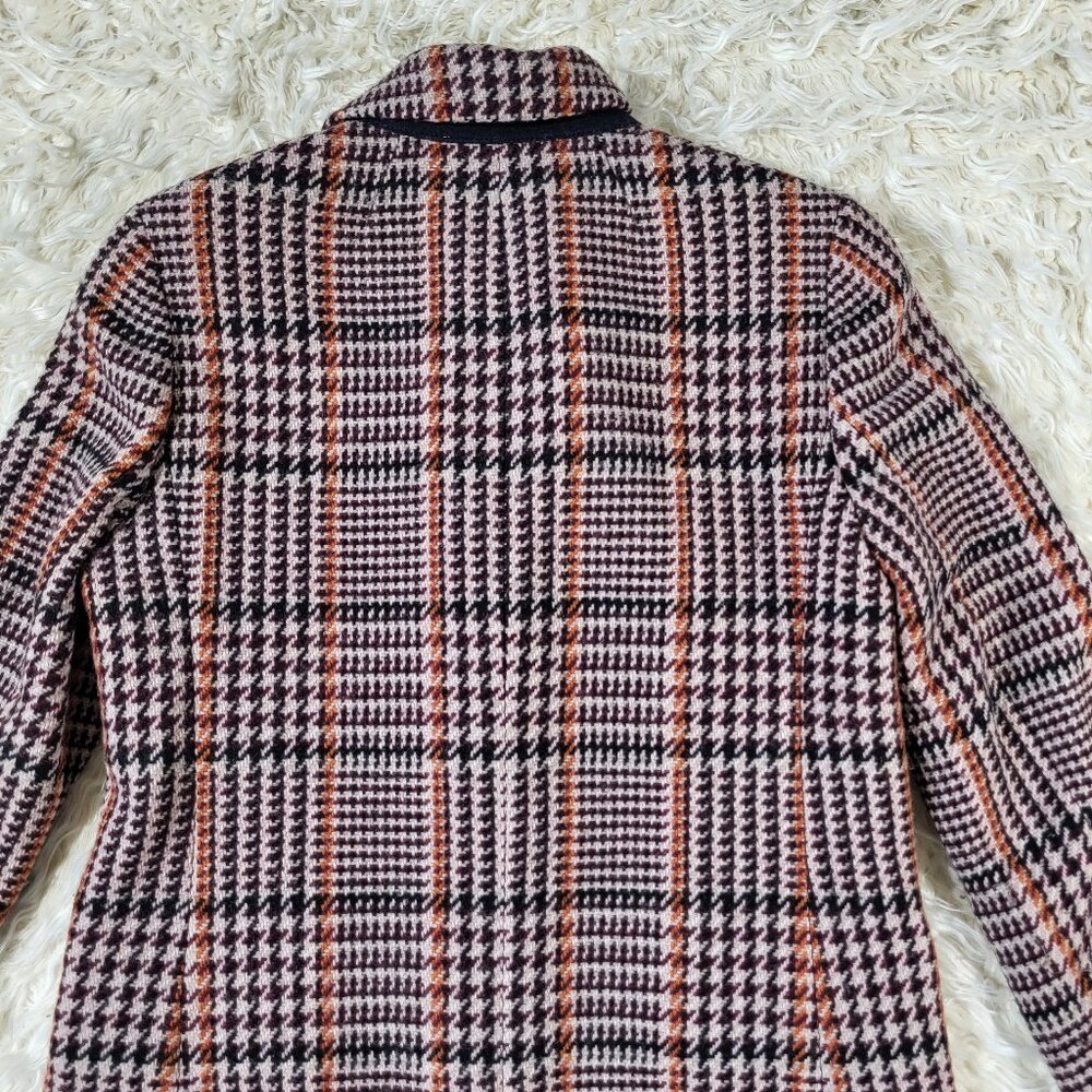 J Crew Single Breasted Topcoat Cabernet Plaid Coat - Size 6 - Picture 15 of 16